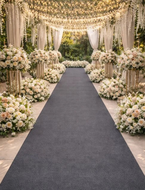 mocheta gri pentru evenimente tip covor gri ideala pentru nunta si decor elegant