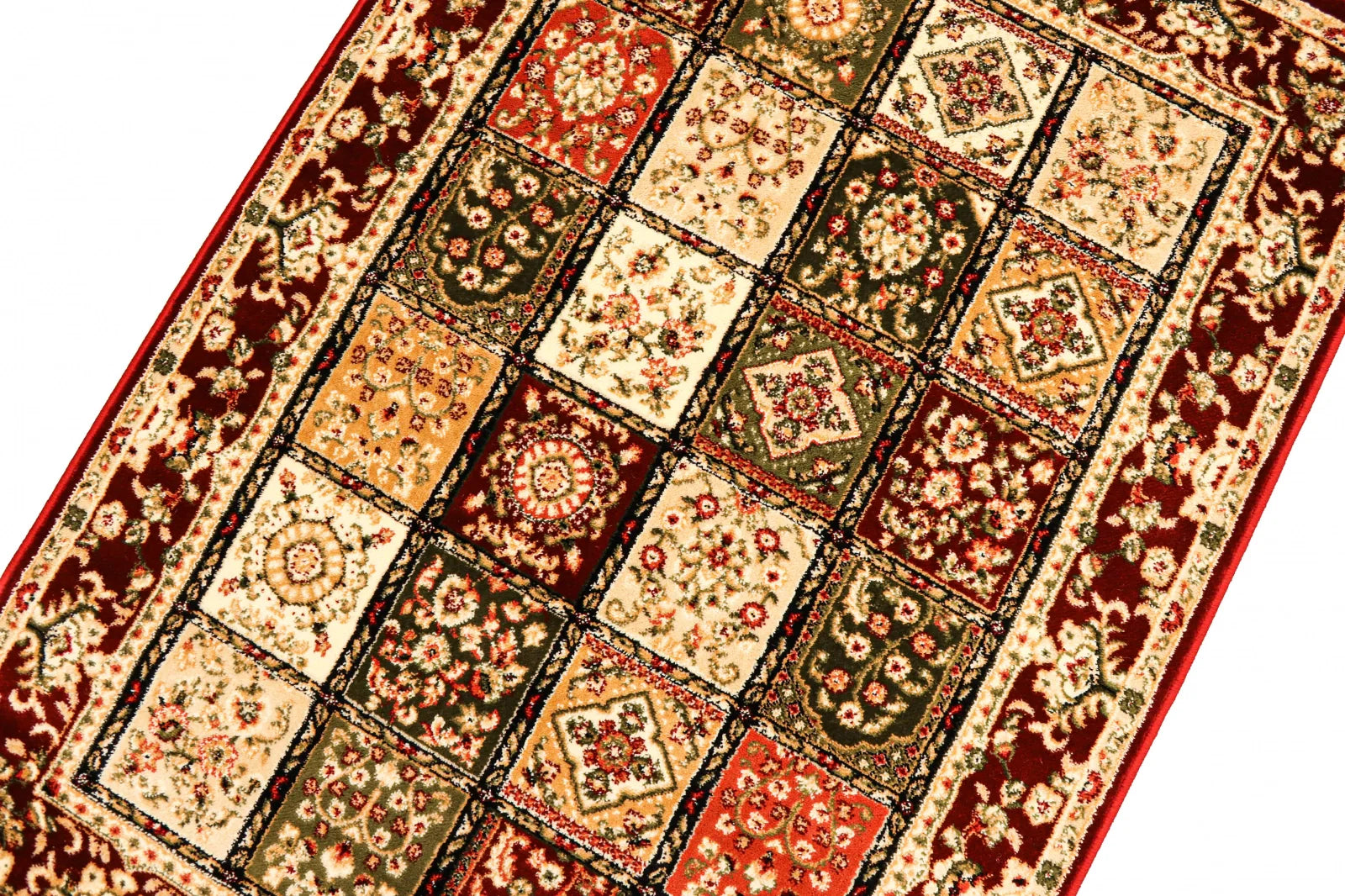 Model persan patchwork covor grena crem stil traditional cu motive decorative orientale elegante