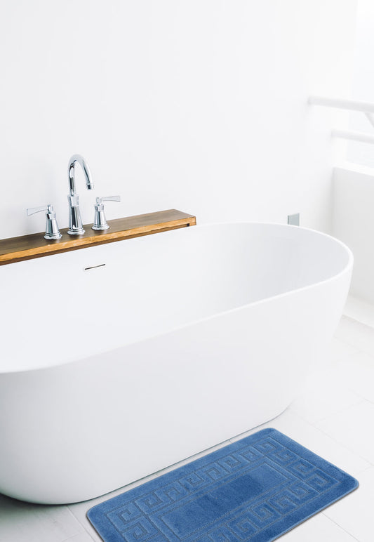 set covor baie antiderapant albastru 2 piese covor wc si covor pentru cada decor baie moderna