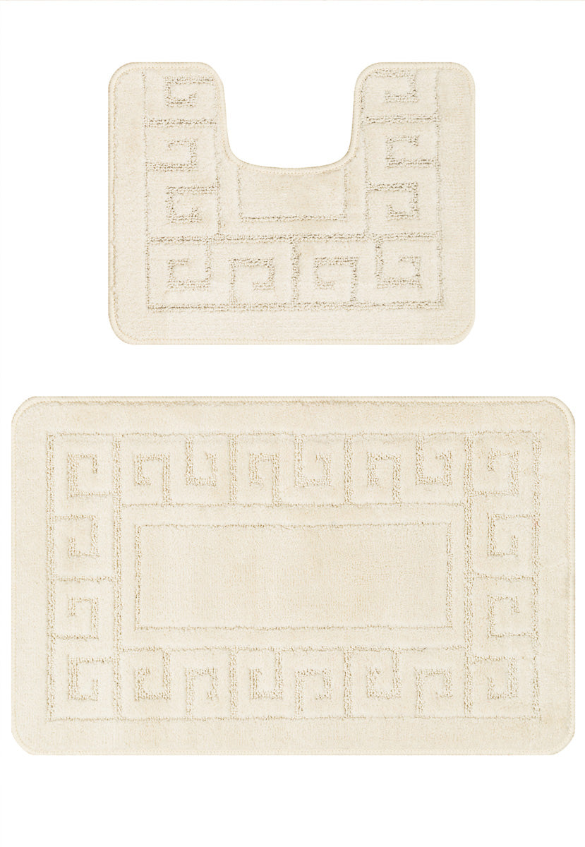 set covorase baie antiderapante ecru 2 piese covor wc si covor baie moale pentru baie moderna