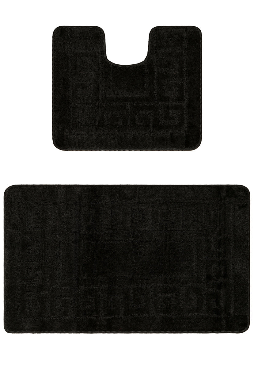 set covorase baie antiderapante negru 2 piese covor wc si covor baie moale pentru baie moderna
