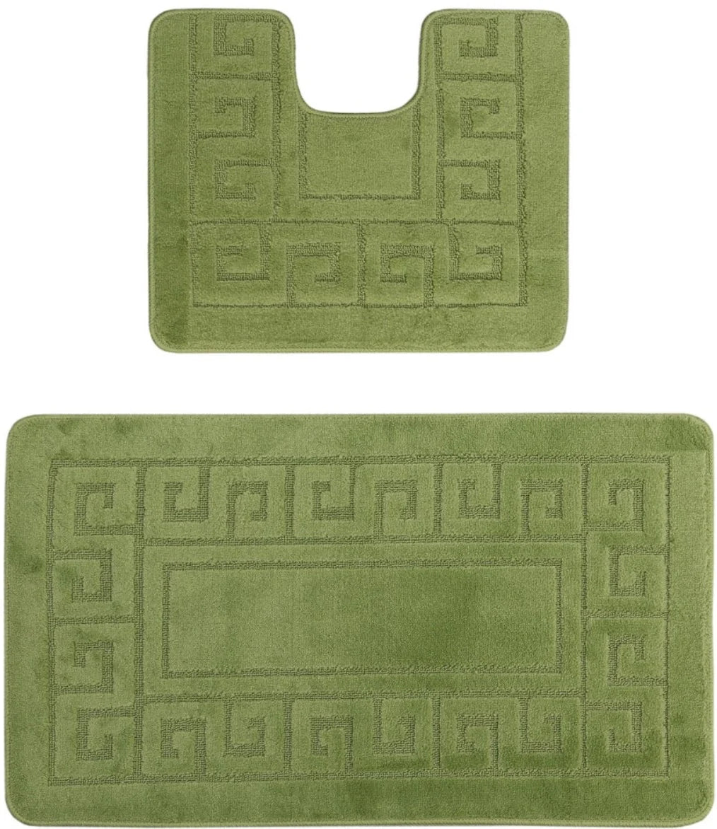 set covorase baie antiderapante verde 2 piese covor wc si covor baie moale pentru baie moderna