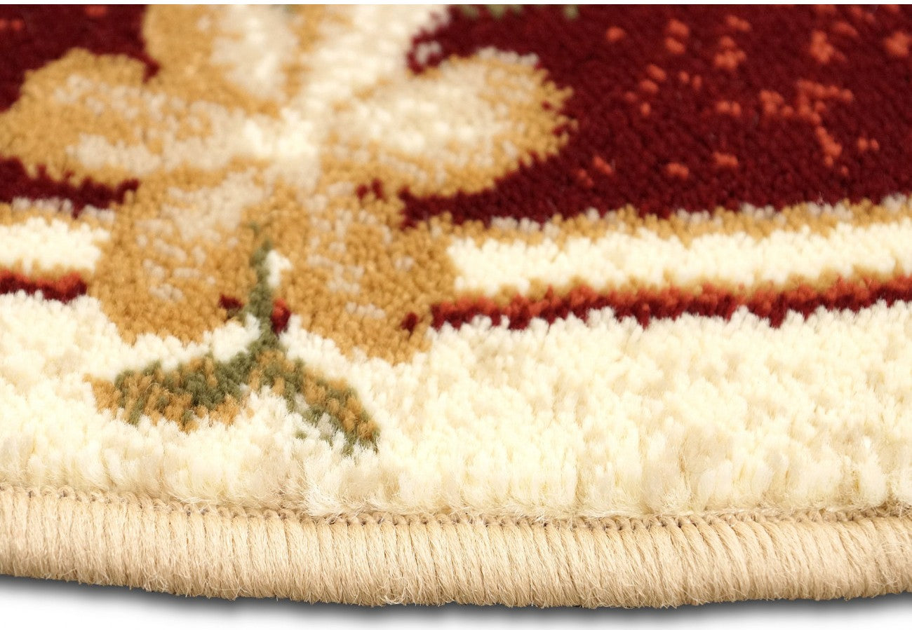 textura covor clasic rotund floral grena