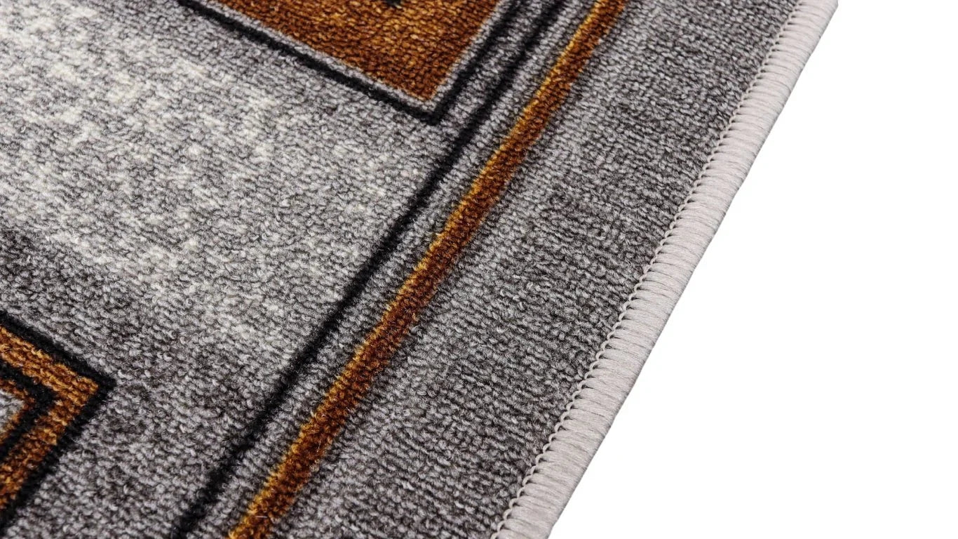 Traversa antiderapanta pentru hol gri, model modern geometric, stabila pe podea