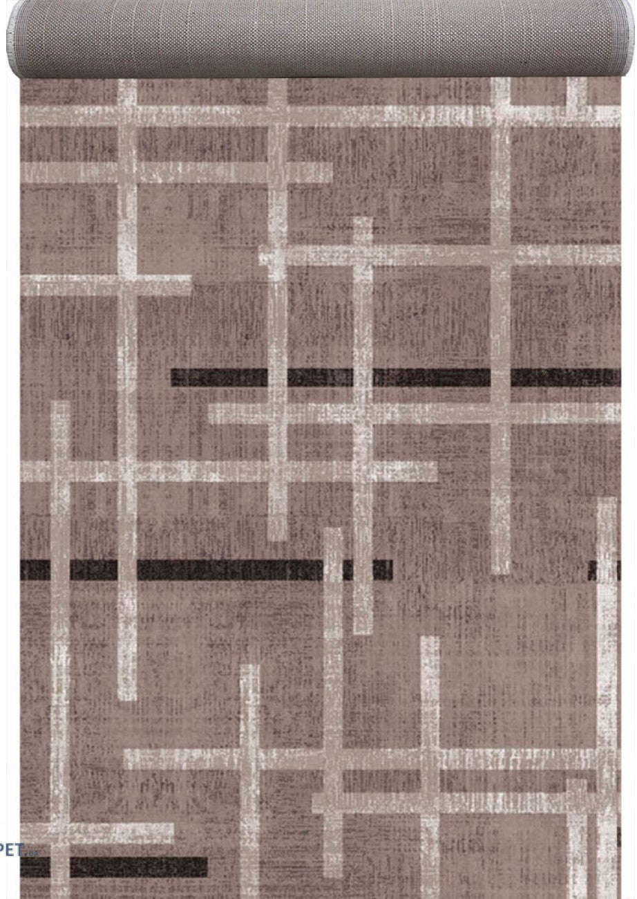 Traversa bej maro cu model geometric modern potrivita pentru hol