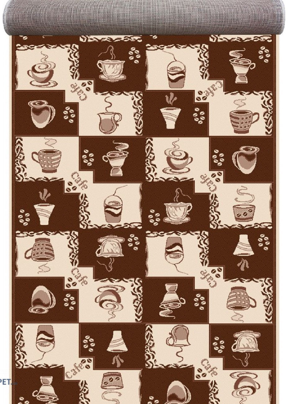 Traversa bucatarie model cafea maro bej, covor bucatarie lung modern