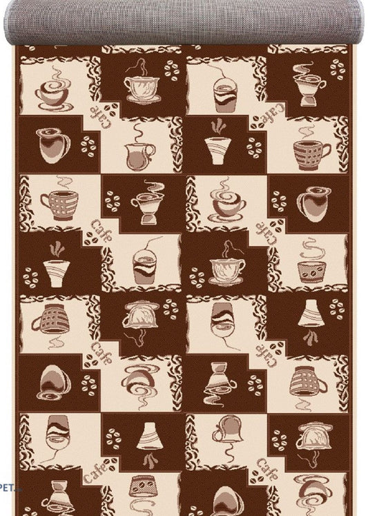 Traversa bucatarie model cafea maro bej, covor bucatarie lung modern