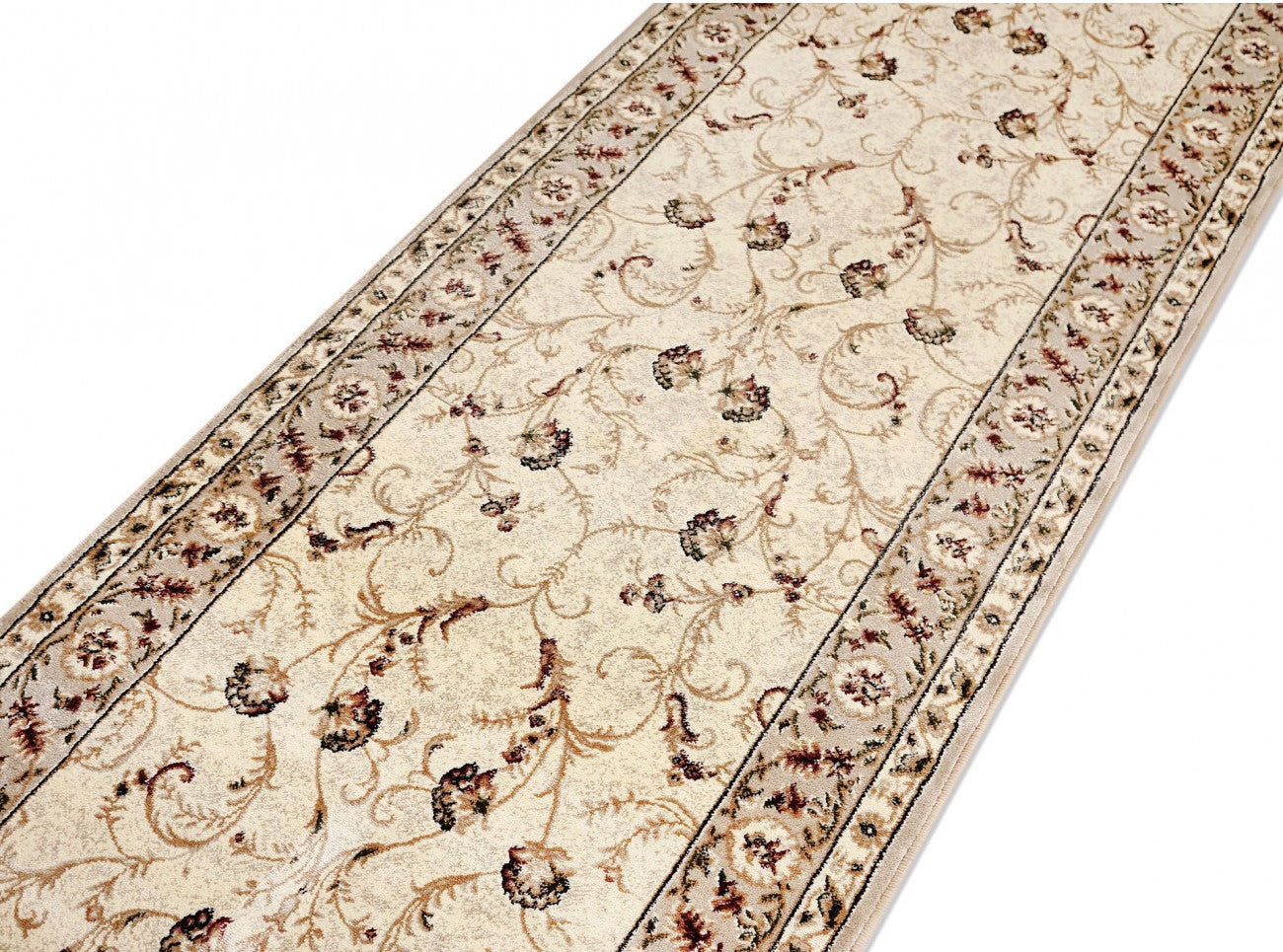 Traversa clasica pentru hol model floral crem bej cu design traditional elegant