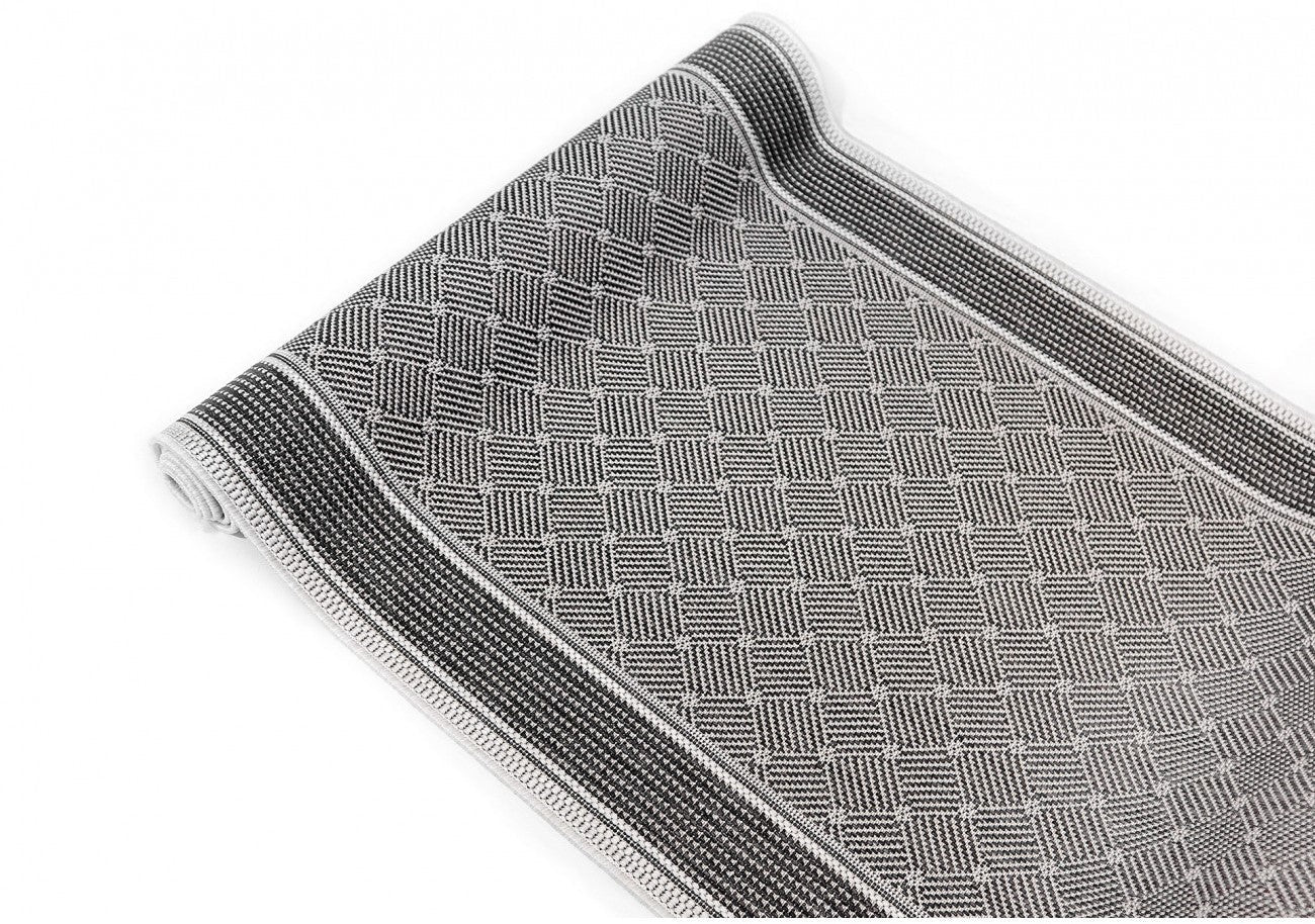 Traversa covor bucatarie antiderapanta gri cu design geometric modern
