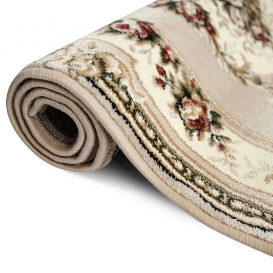 Traversa covor clasic crem rulata detaliu material tesut dens rezistent pentru trafic zilnic
