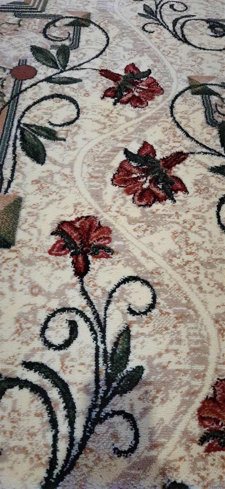 Textura material traversa covor florala crem bej, fibre dese si rezistente