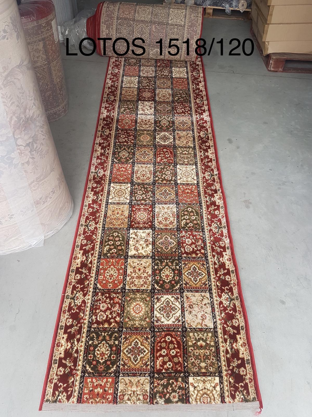 Traversa covor hol lunga clasic grena crem festonata model persan patchwork tip timbre pentru coridor si zone cu trafic intens