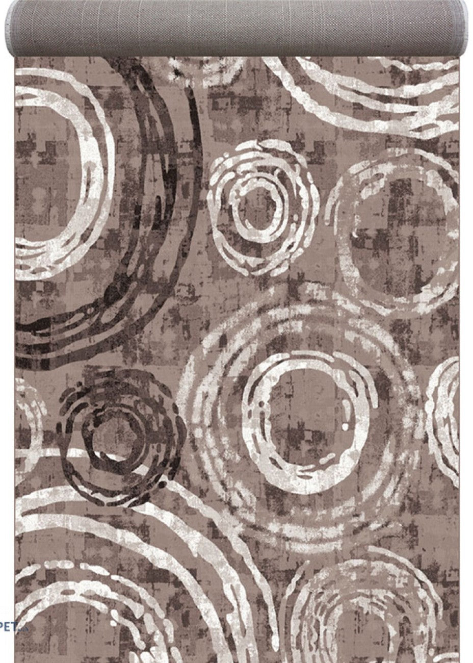 Traversa covor maro geometrica moderna pentru hol lung, ideala pentru decor elegant si trafic intens