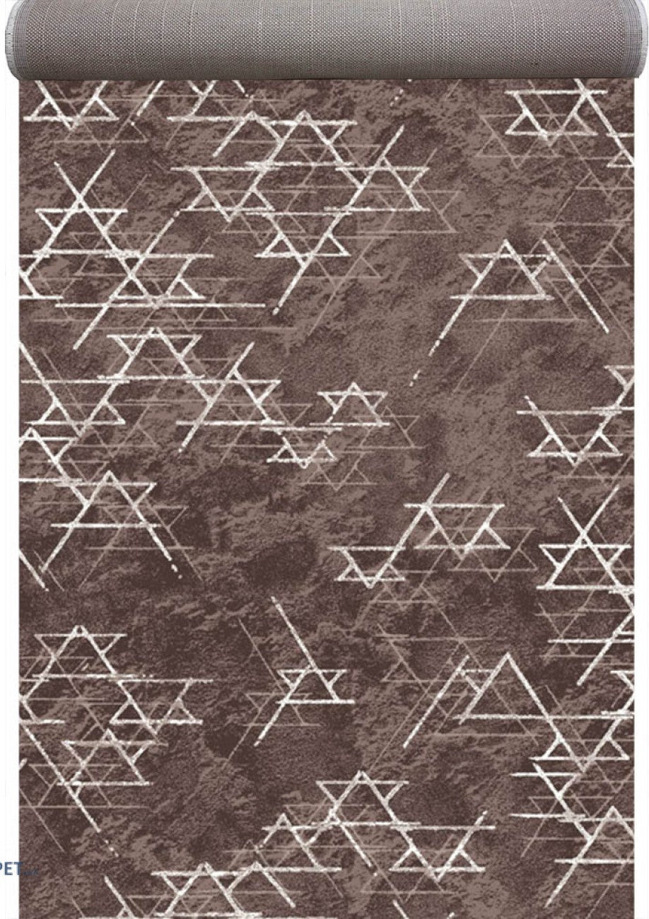 Traversa covor maro geometrica moderna pentru hol lung
