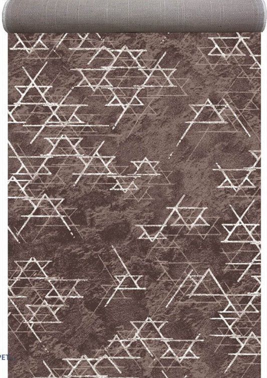 Traversa covor maro geometrica moderna pentru hol lung