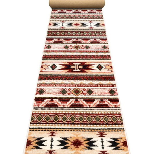Traversa covor traditionala derulata complet, model clasic decorativ pentru hol si bucatarie