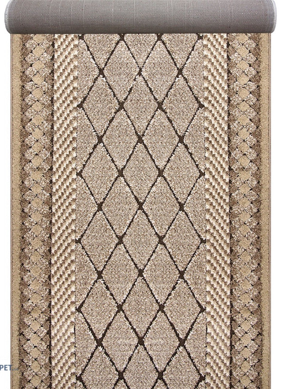 Traversa crem maro cu model geometric modern potrivita pentru hol