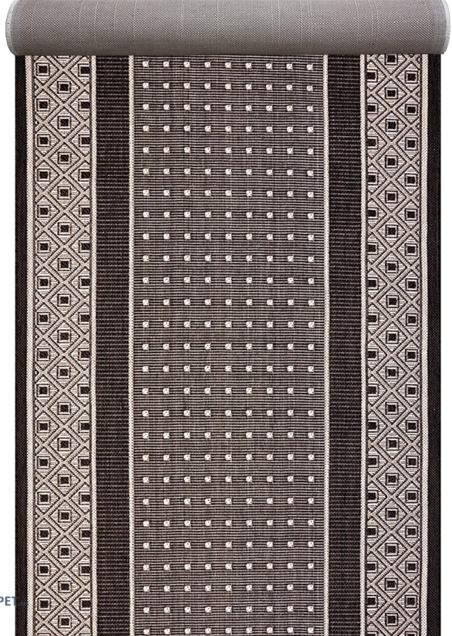 Traversa hol lunga tip iuta maro, covor bucatarie modern rezistent si elegant