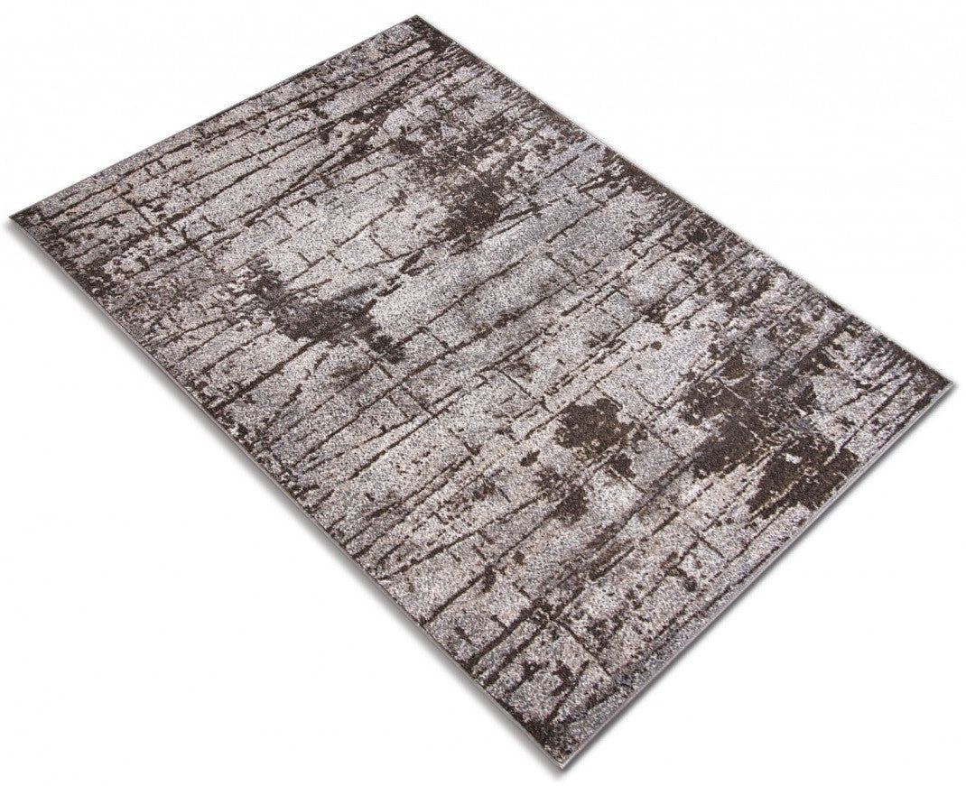 Traversa moderna maro antiderapanta pentru hol si coridor, cu design elegant si abstract