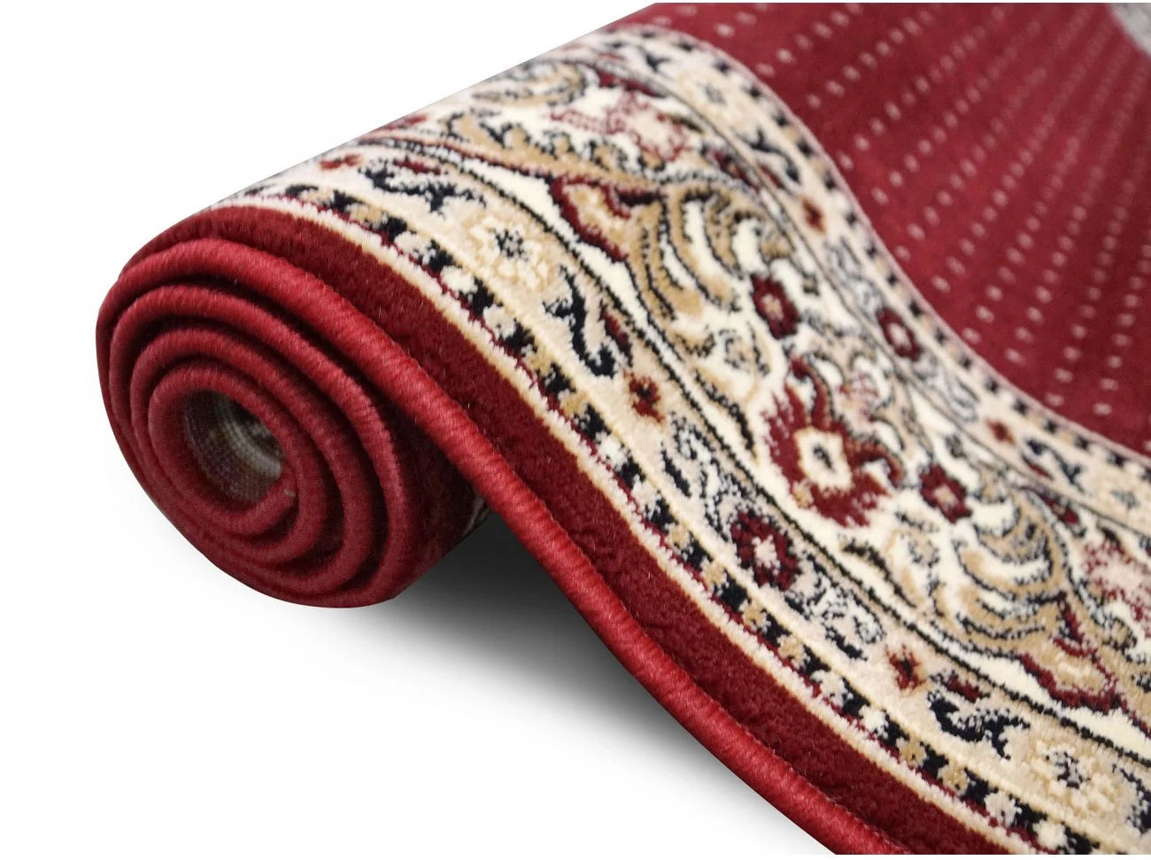 Traversa rosie bisericeasca cu model clasic si margini decorative